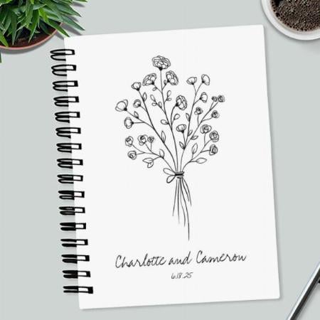 Flower Line Art Drawing Customized Photo Printed Notebook