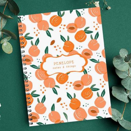 Summery Sweet Peach Pattern Customized Photo Printed Notebook