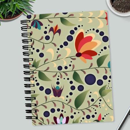 Pretty Abstract Flower Pattern on Sage Green Customized Photo Printed Notebook