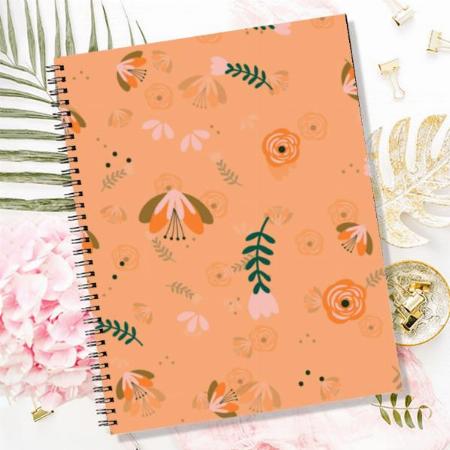 Pretty Modern Light Orange Flower Pattern Customized Photo Printed Notebook
