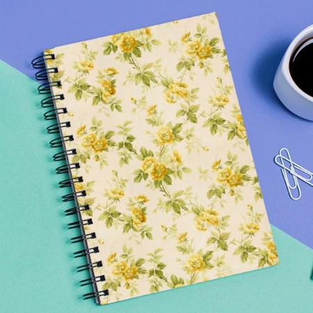 Pretty Golden Yellow Farmhouse Floral Customized Photo Printed Notebook