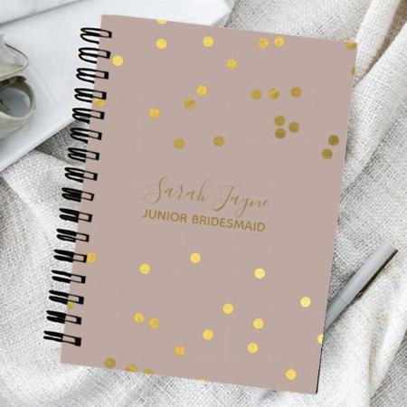 Junior Bridesmaid Blush Gold Bridal Party Customized Photo Printed Notebook