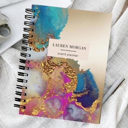 Watercolor Faux Gold Foil Monogram Customized Photo Printed Notebook