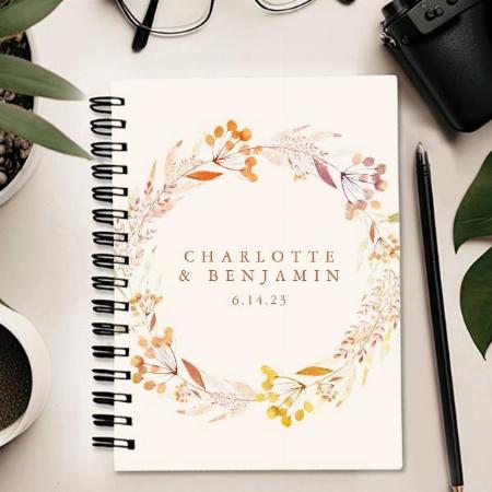 Autumn Floral Watercolor Wreath Design Customized Photo Printed Notebook