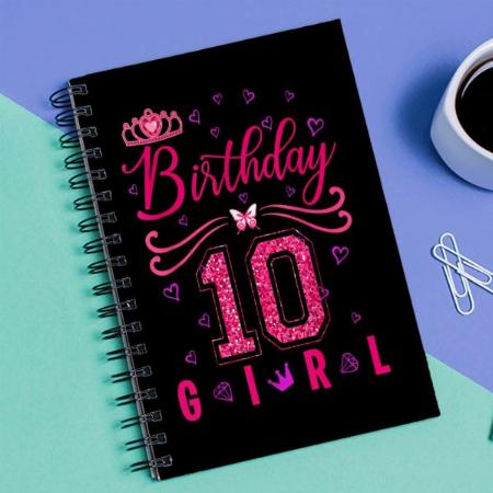 10th Birthday Girl Cute Crown Butterfly Customized Photo Printed Notebook