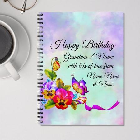 Birthday with Floral Design Customized Photo Printed Notebook