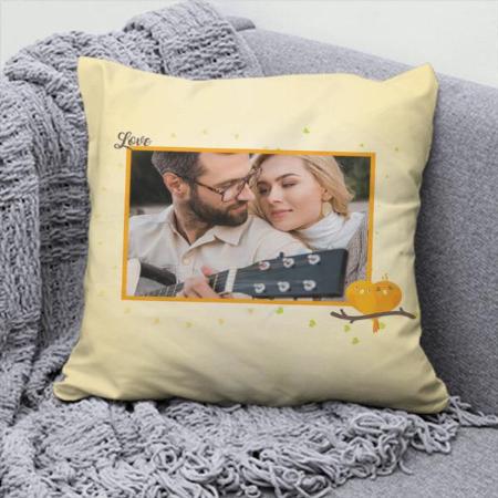 Couple with Birds Design Customized Photo Printed Cushion