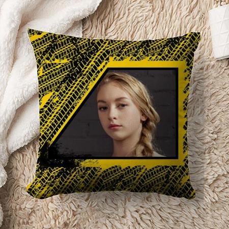 Black Yellow Photo Frame Customized Photo Printed Cushion