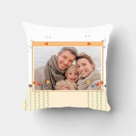 Floral with Heart Design Customized Photo Printed Cushion