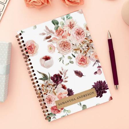 Modern Pastel Flowers & Kraft Customized Photo Printed Notebook