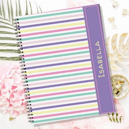 Girly Pastel Stripes Customized Photo Printed Notebook
