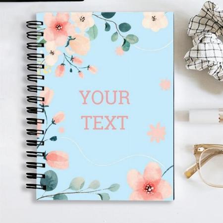 Spring Pastel Blue Floral Spiral Customized Photo Printed Notebook