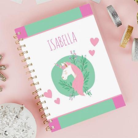 Magical Unicorn Pink and Teal Little Customized Photo Printed Notebook