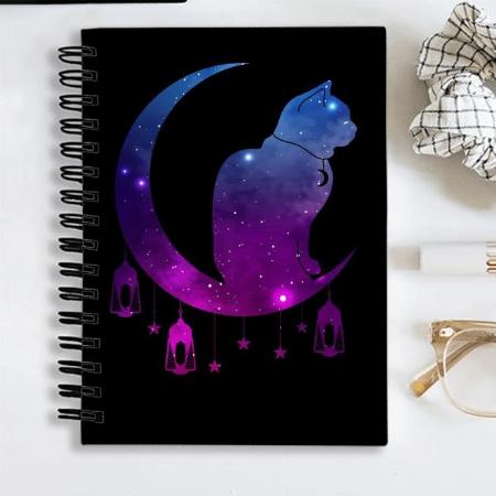 Crescent Moon Cat Mystical Pastel Goth Spiritual Customized Photo Printed Notebook