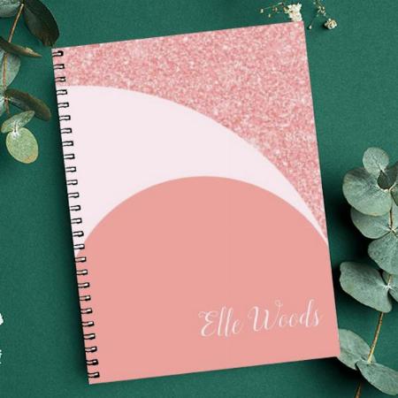 Pink Pastel Glitter Customized Photo Printed Notebook