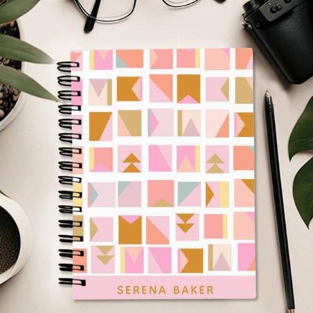 Pink Gold Pastel Colors Geometric Customized Photo Printed Notebook
