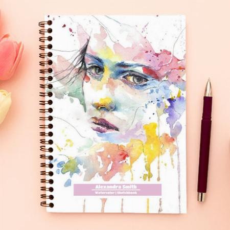 Watercolor Pastel Pretty Sketchbook Customized Photo Printed Notebook