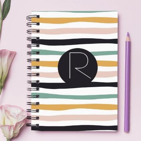 Striped Pastel Colored Abstract Design Customized Photo Printed Notebook