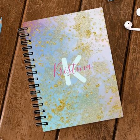 Artistic Glittery Pastel Modern Design Customized Photo Printed Notebook