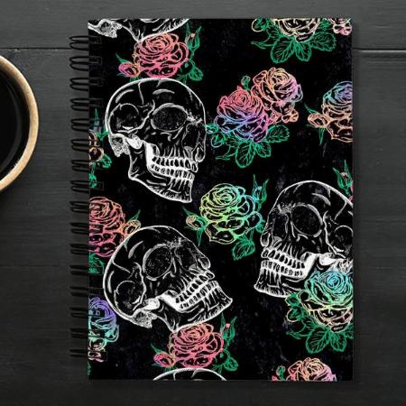 Sugar Skull Ombre Roses Customized Photo Printed Notebook
