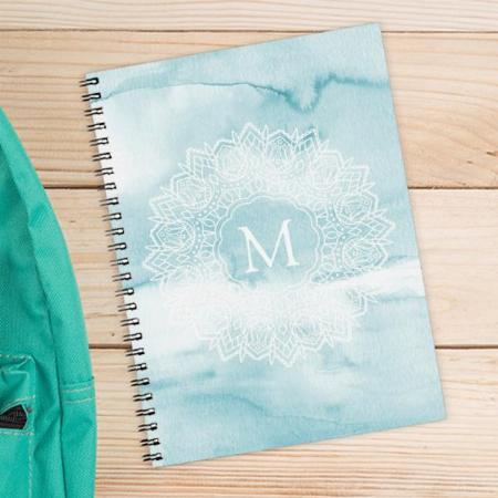 Calming Blue Marble Mandala Pastel Customized Photo Printed Notebook