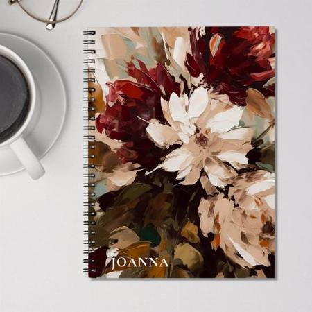 Modern Feminine Red Blush Pink Floral Painting Customized Photo Printed Notebook