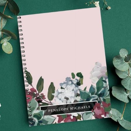 Pretty Floral with Name Customized Photo Printed Notebook