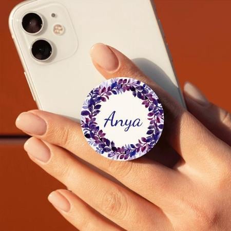 Purple Leaf Design Customized Printed Phone Grip Holder Sockets