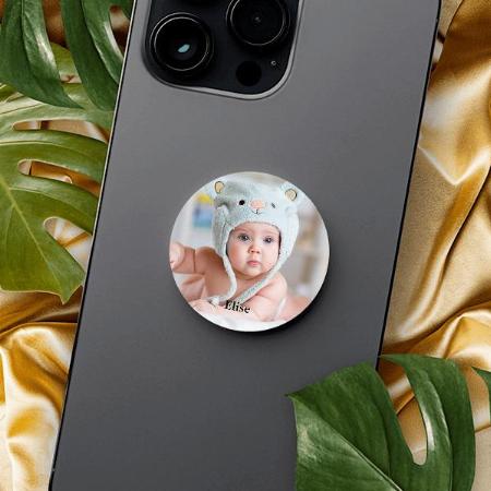 Photo and Name Customized Printed Phone Grip Holder Sockets