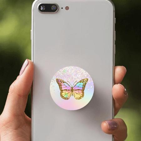 Colorful Glitter Butterfly Customized Printed Phone Grip Holder Sockets