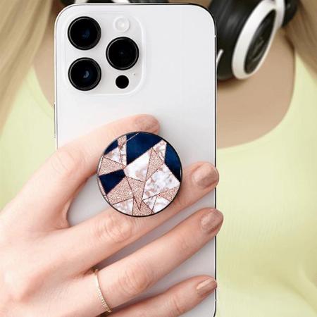Luxurious Rose Gold Glitter Geometric Marble Customized Printed Phone Grip Holder Sockets