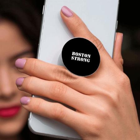 Modern Text Black White Customized Printed Phone Grip Holder Sockets