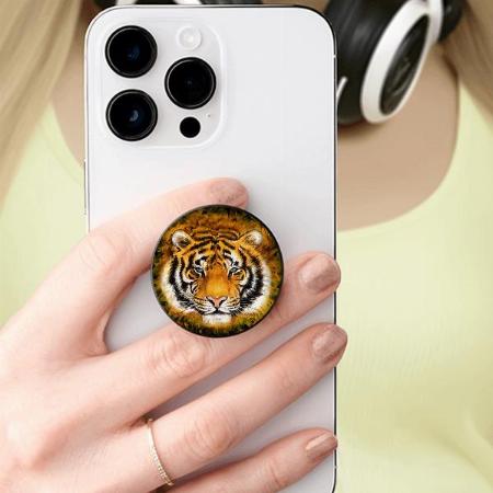 Artistic Tiger Face Customized Printed Phone Grip Holder Sockets