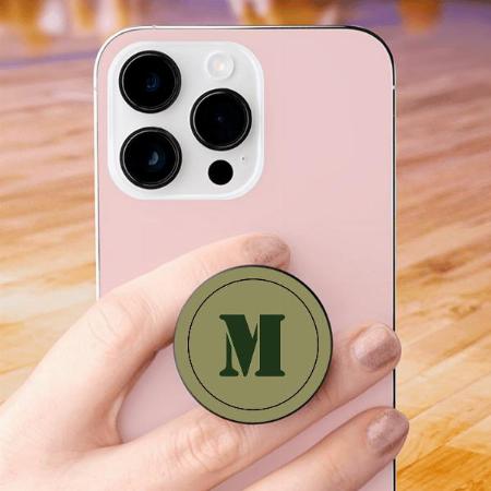 Military Green Monogram Customized Printed Phone Grip Holder Sockets
