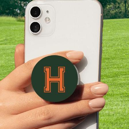 Monogram Modern Bold Green Orange Customized Printed Phone Grip Holder Sockets