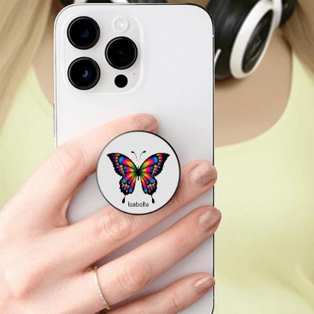 Multicolored Butterfly Customized Printed Phone Grip Holder Sockets