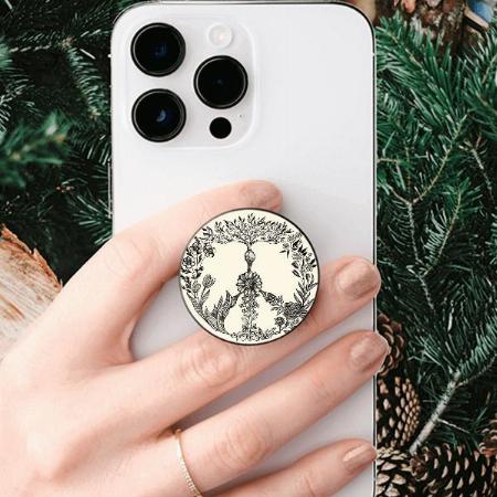 Peace Floral Drawing Cute Boho Hippie Flowers Art Customized Printed Phone Grip Holder Sockets