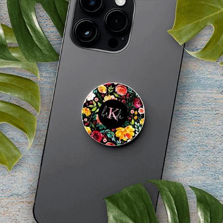 Colorful Garden Flowers Pattern Customized Printed Phone Grip Holder Sockets