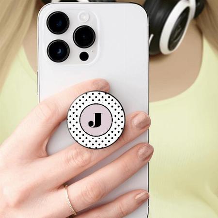 Black Dots Monogram Customized Printed Phone Grip Holder Sockets