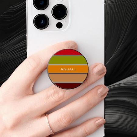 Monogram with Stylish Stripes Customized Printed Phone Grip Holder Sockets