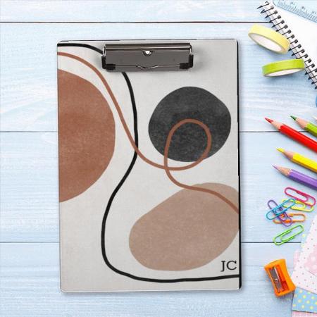 Brown and Black Abstract Freeform Shapes Customized Photo Printed Exam Board