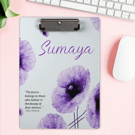 Elegant Violet Floral Customized Photo Printed Exam Board