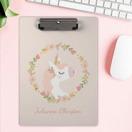 Cute Unicorn Floral Design Customized Photo Printed Exam Board