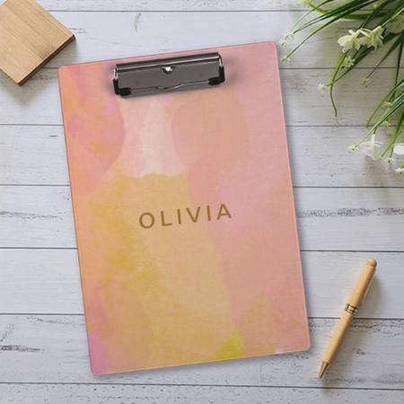 Pink and Gold Watercolor Abstract Painting Customized Photo Printed Exam Board