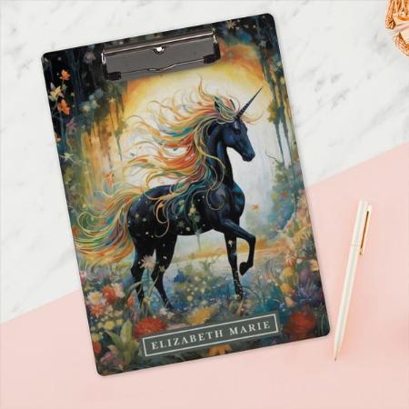 Beautiful Black Unicorn Customized Photo Printed Exam Board