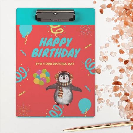 Penguin With Balloons Customized Photo Printed Exam Board