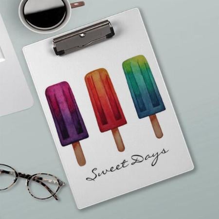 Watercolor Cute Popsicle Ice Creams Customized Photo Printed Exam Board