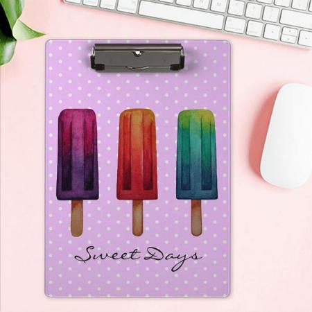 Pink Background Cute Popsicle Ice Creams Customized Photo Printed Exam Board