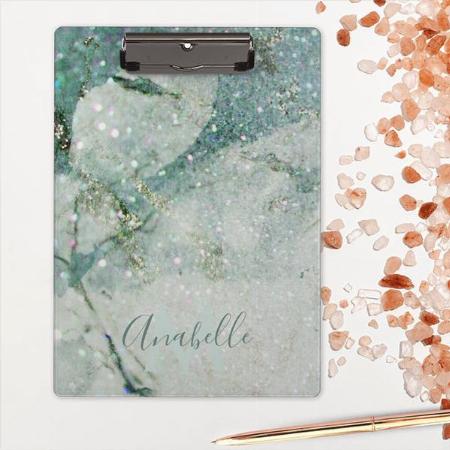 Gorgeous Green Marble and Glitter Monogramme Customized Photo Printed Exam Board