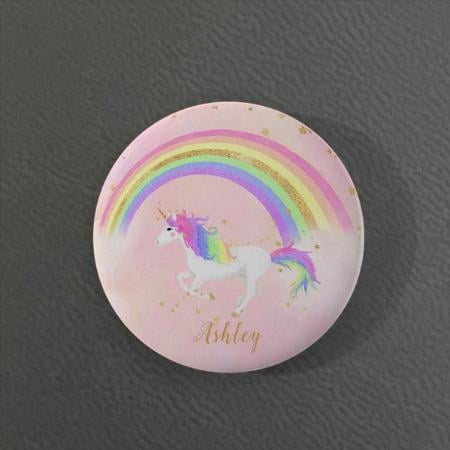 Unicorn Design with Name Customized Photo Printed Button Badge
